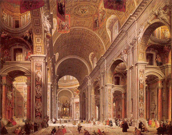 Panini, Giovanni Paolo Interior of Saint Peter's, Rome Norge oil painting art